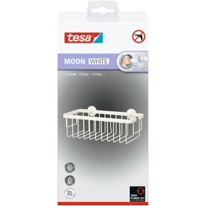 Tesa Moon White Duschkorb, weiß matt, zur Wandmontage ohne Bohren.