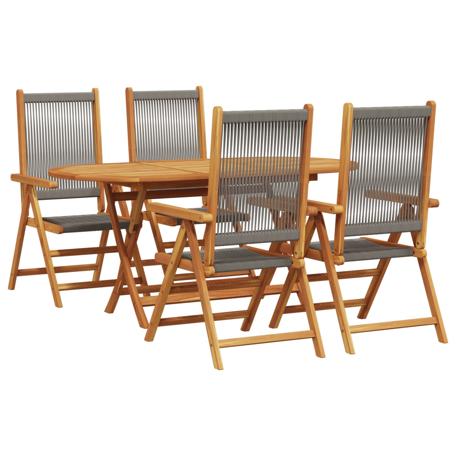 vidaXL 5-tlg Garten-Essgruppe Grau Massivholz Akazie & Poly Rattan 3375738 günstig online kaufen