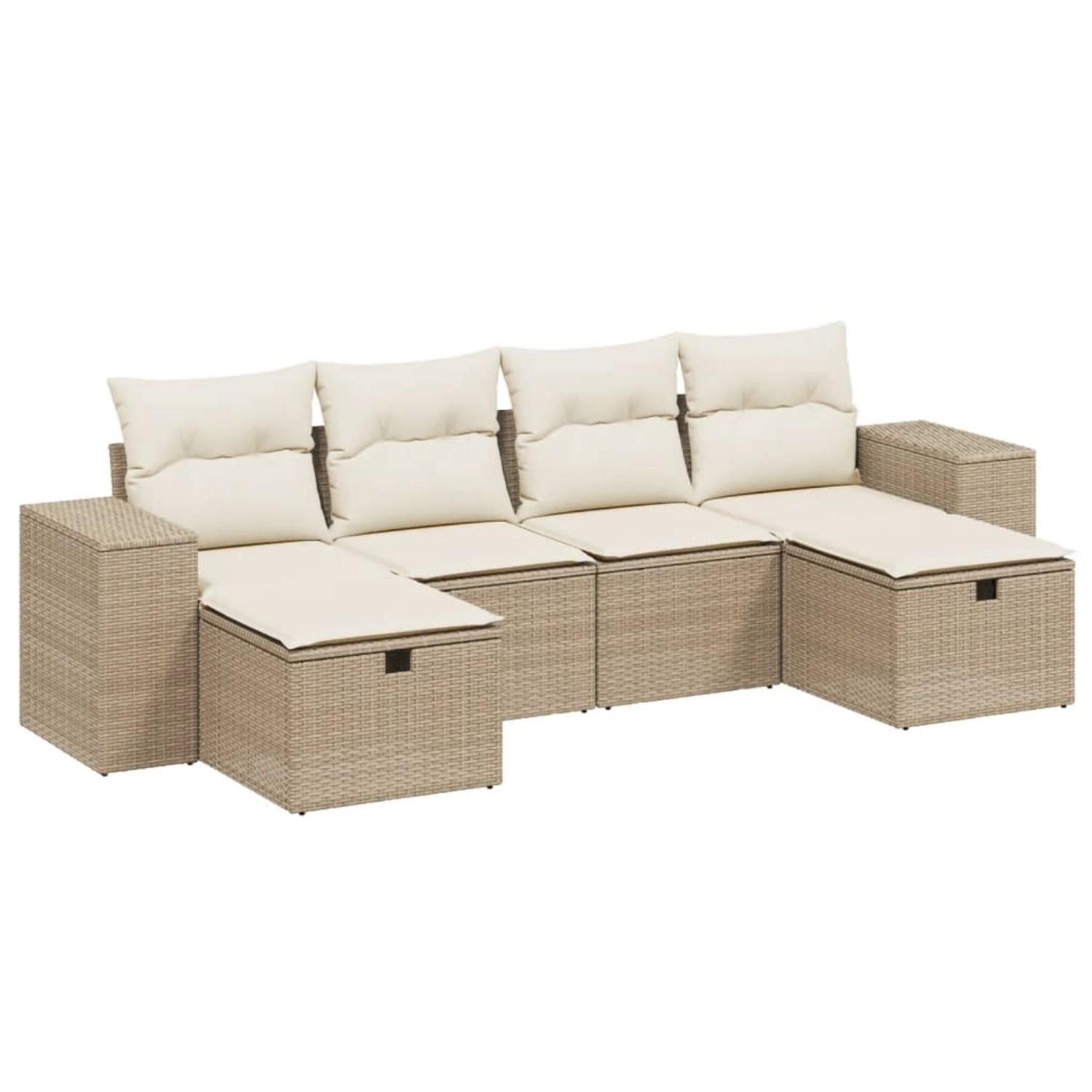 vidaXL 6-Tlg Garten-Sofagarnitur mit Kissen Beige Poly Rattan 3264474 günstig online kaufen