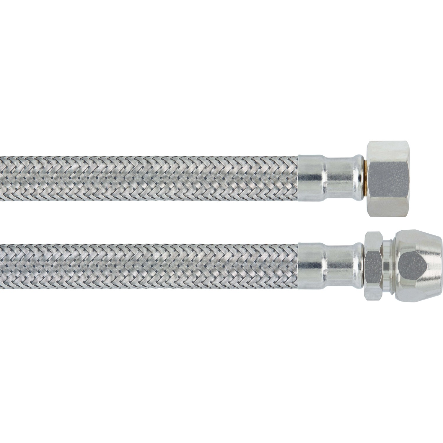 Flexibler Armaturen-Schlauchverbinder, 500 mm, Edelstahl, mit G 3/8 und 8 mm Anschluss.