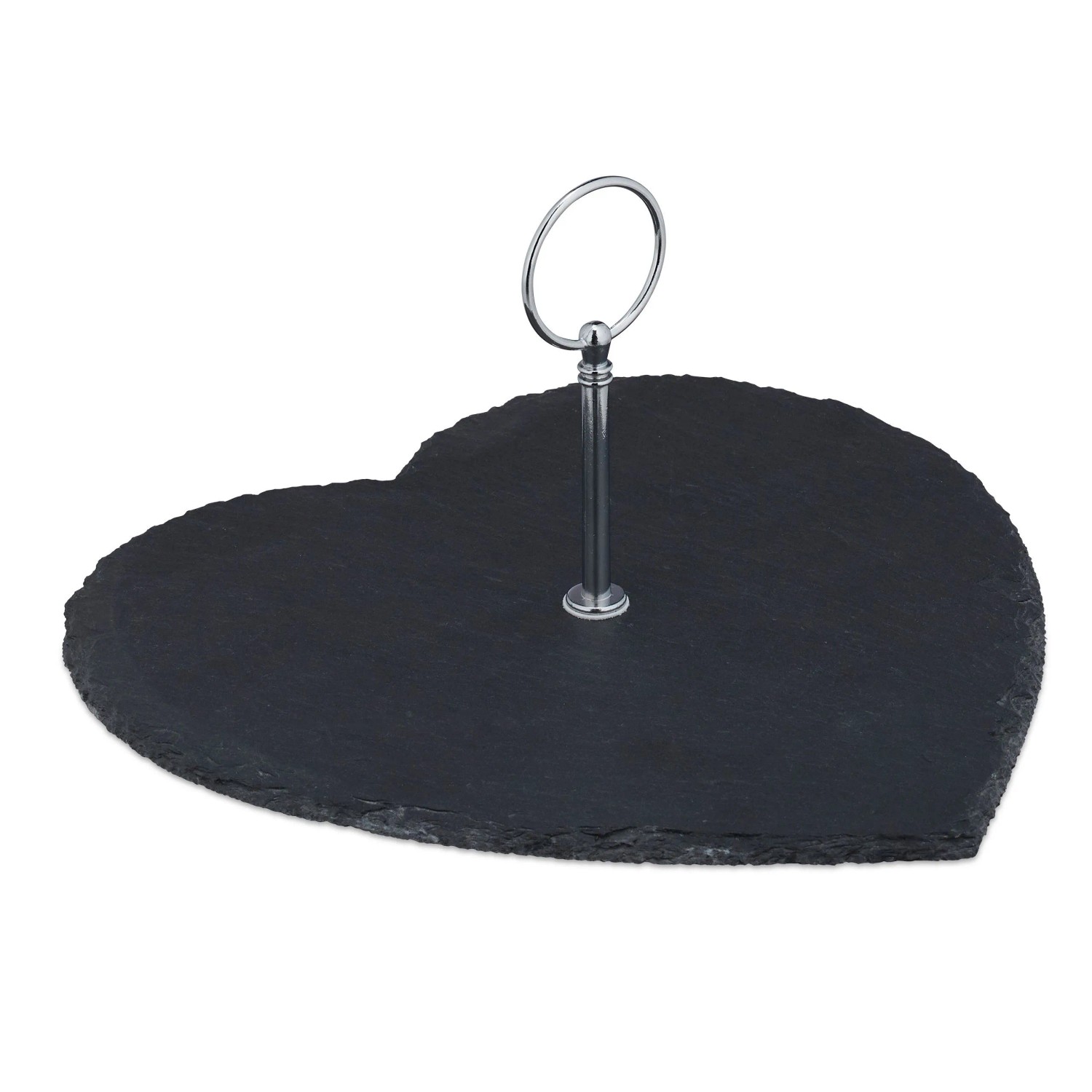 Relaxdays Schieferplatte Schiefer Anthrazit Herzform mit Metallhenkel 12,5 cm x 25 cm x 25,5 cm 0,7 kg