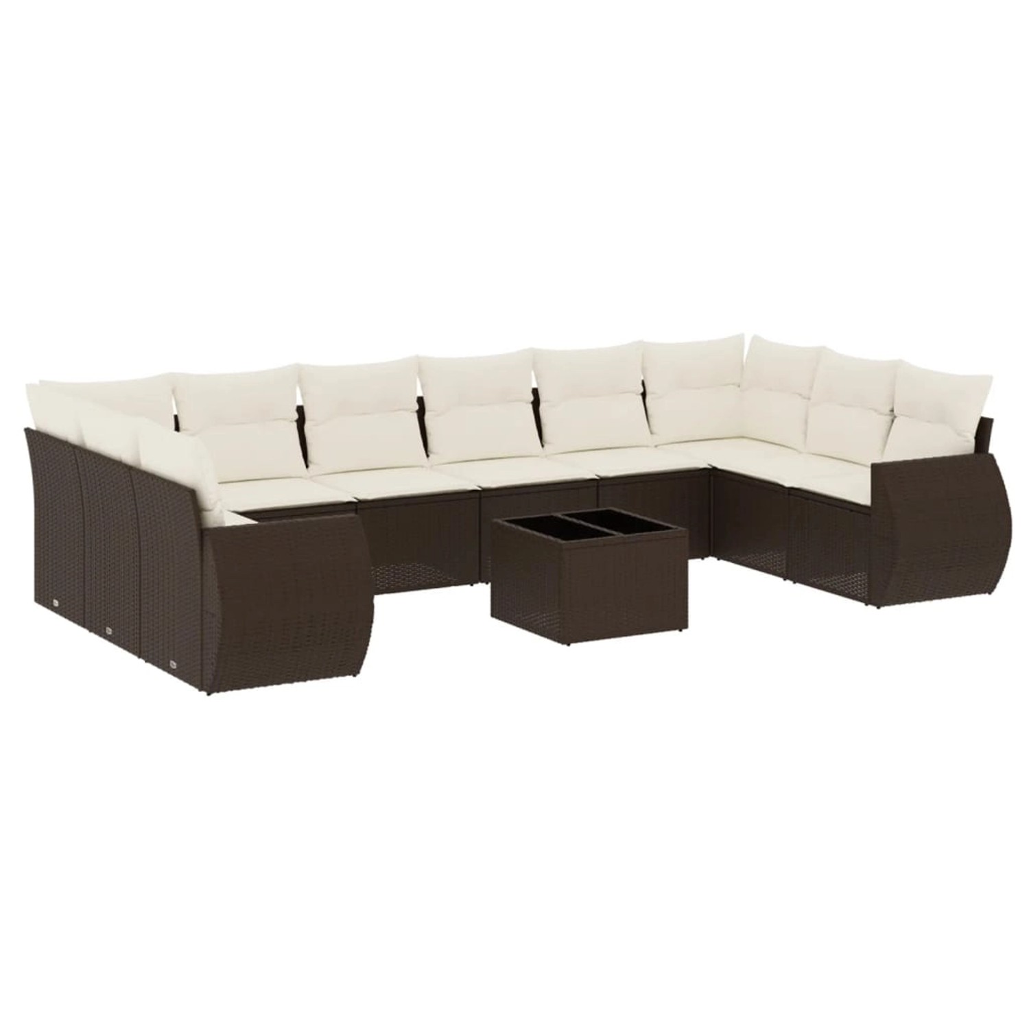 vidaXL 11-Tlg Garten-Sofagarnitur mit Kissen Braun Poly Rattan 3254220 günstig online kaufen