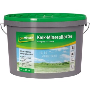 proMineral Kalk-Mineralfarbe 10 l Eimer. Weiße Innen-Wandfarbe, hochdeckend, atmungsaktiv, mit Schimmelschutz.