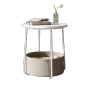 Songmics Beistelltisch Lilea, rund, weiß-beige mit Korb. Couchtisch mit Ablage für Wohnzimmer oder Schlafzimmer.