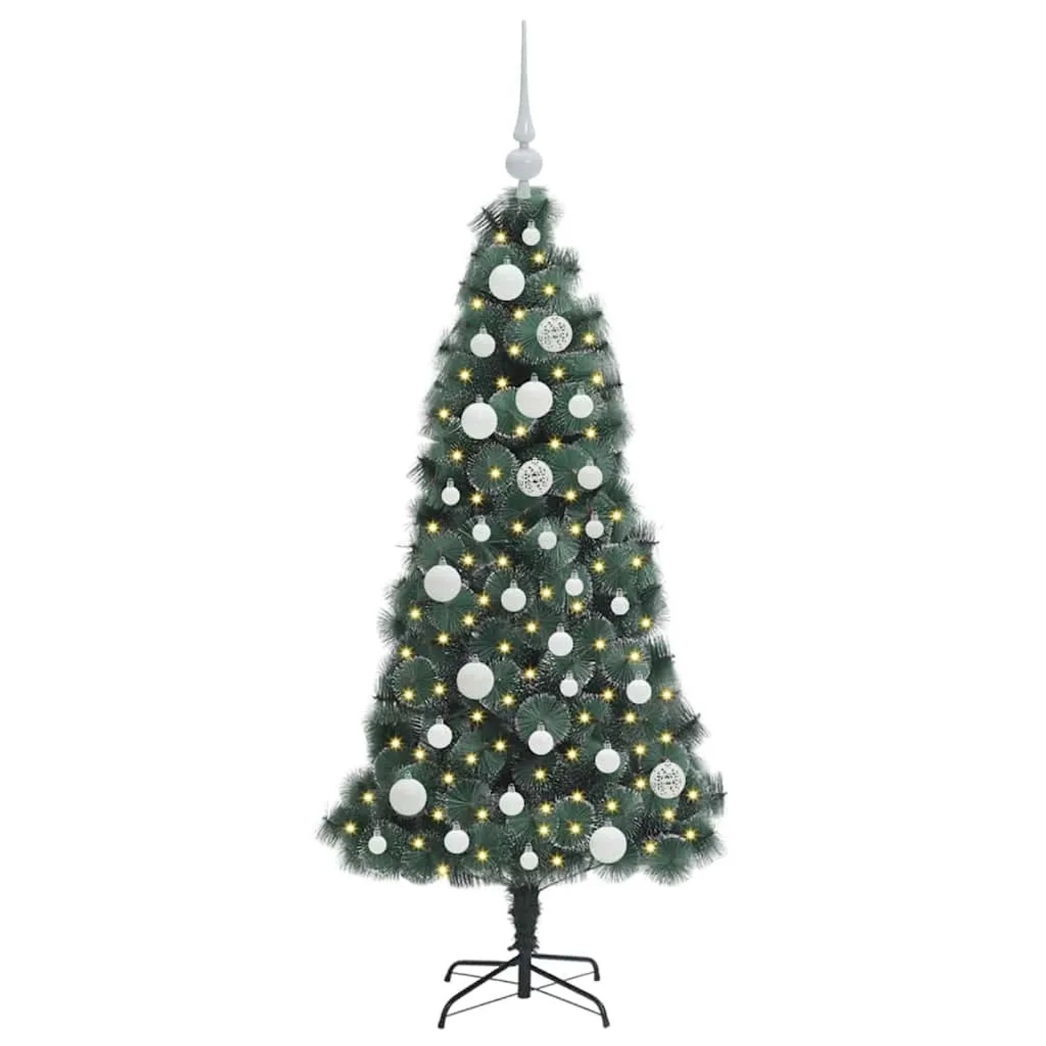 vidaXL Künstlicher Vorbeleuchteter Weihnachtsbaum mit Kugelset 120 cm 3396144