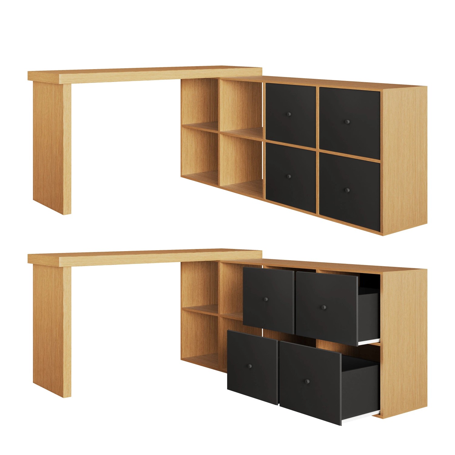 okwish Ecktisch Schwenkbar-L-förmig/Gerade Aufstellbar Schreibtisch Naturfarben 120 × 48 cm