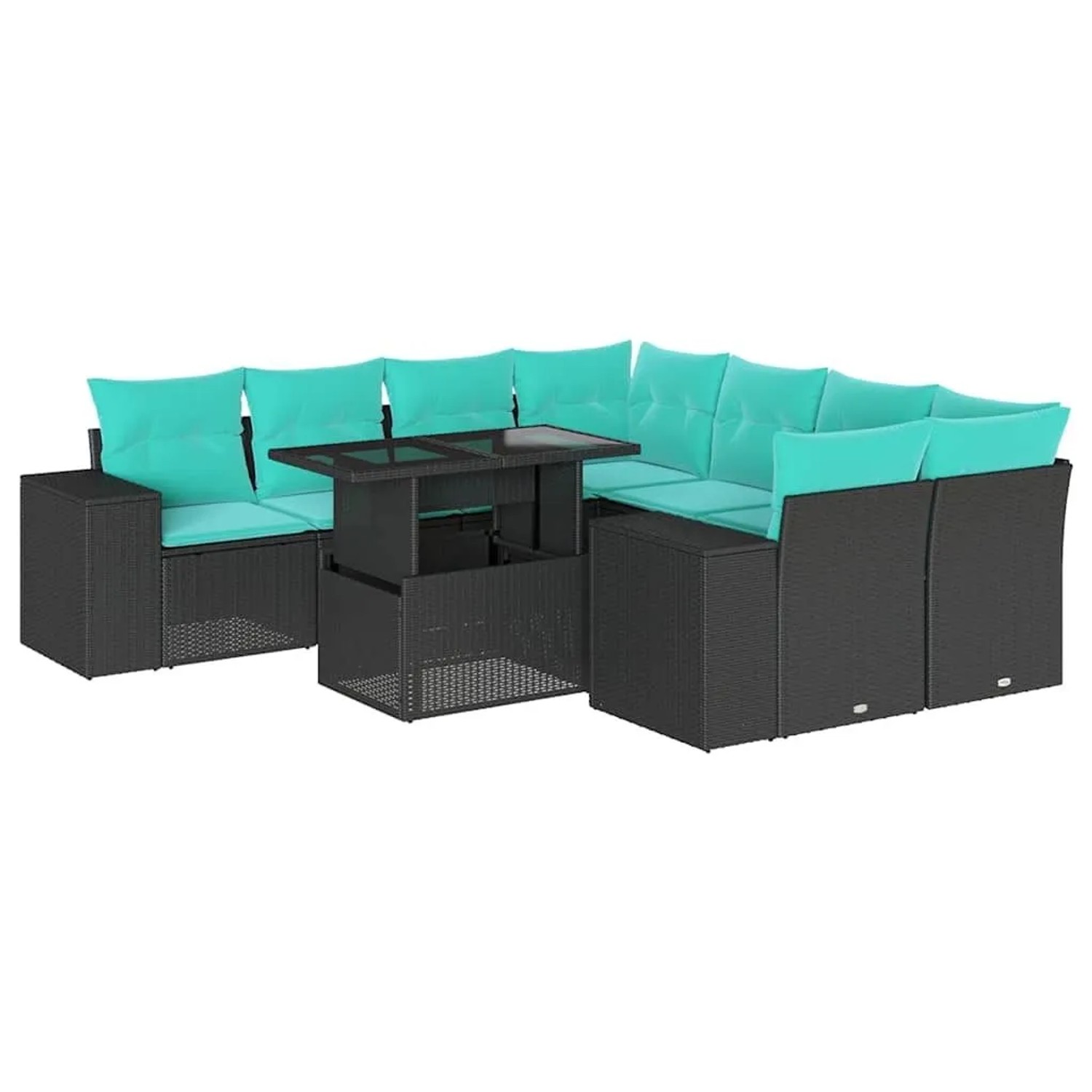 vidaXL 9-Tlg Gartensofa-Set mit Kissen Schwarz Polyrattan 3269057 günstig online kaufen