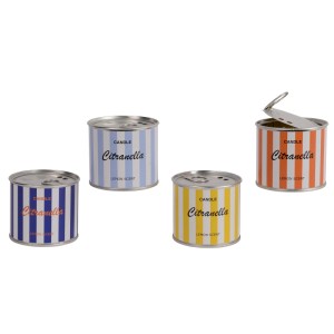 Decoris Citronella Kerzen im 4er-Set, verschiedene Farben, für den Außenbereich.