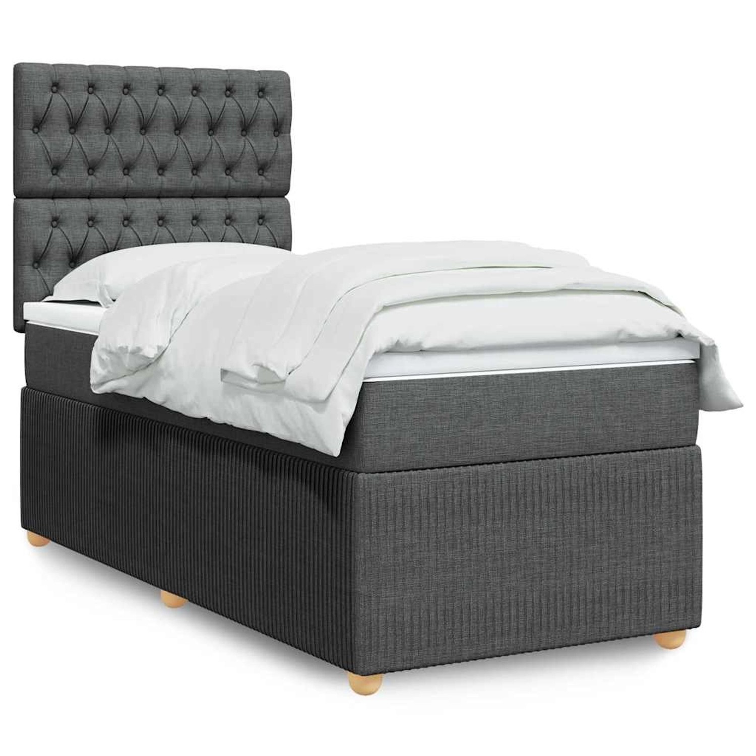 vidaXL Boxspringbett mit Matratze Dunkelgrau 80x200 cm Stoff 3294191 günstig online kaufen