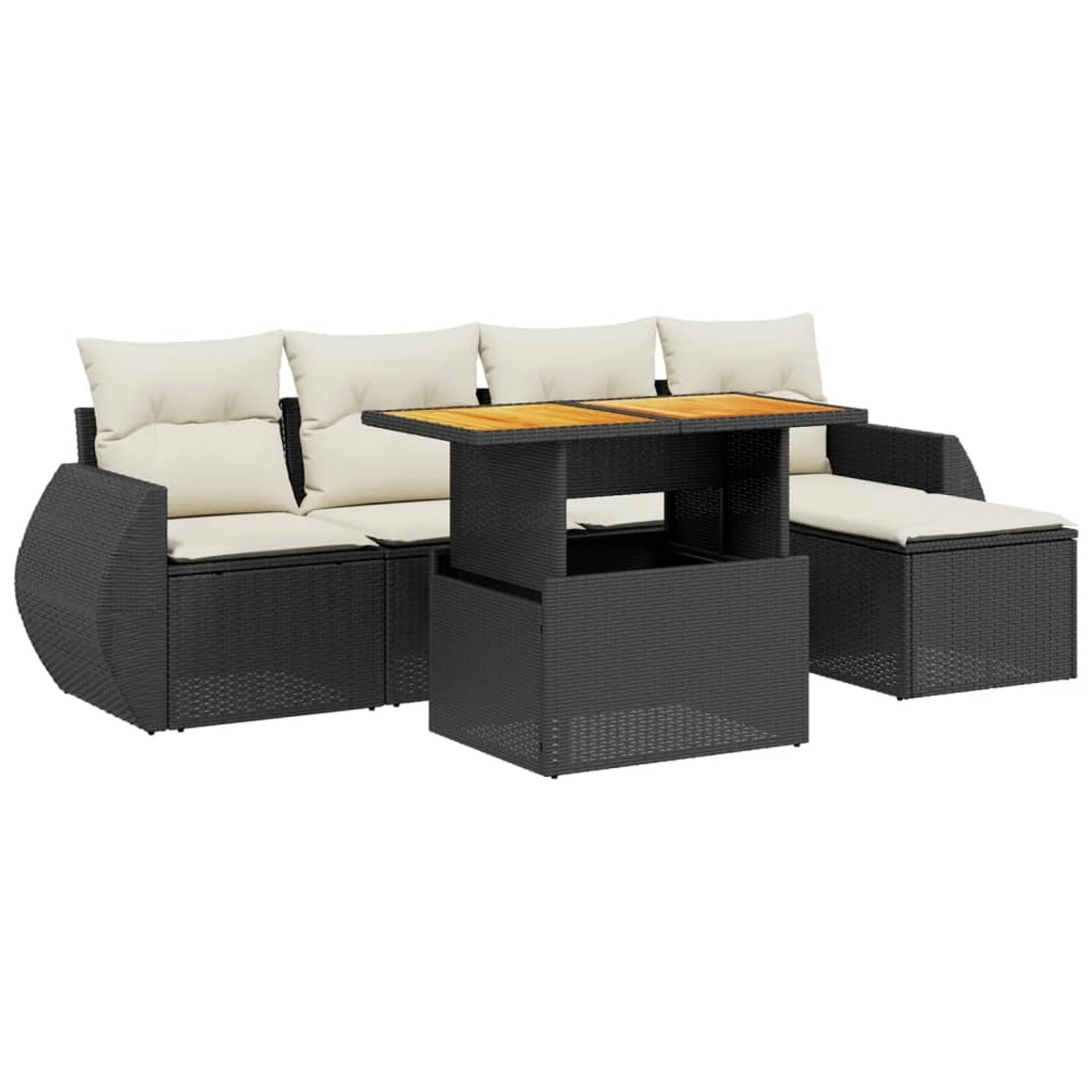 vidaXL 6-Tlg Garten-Sofagarnitur mit Kissen Schwarz Poly Rattan 3275807 günstig online kaufen