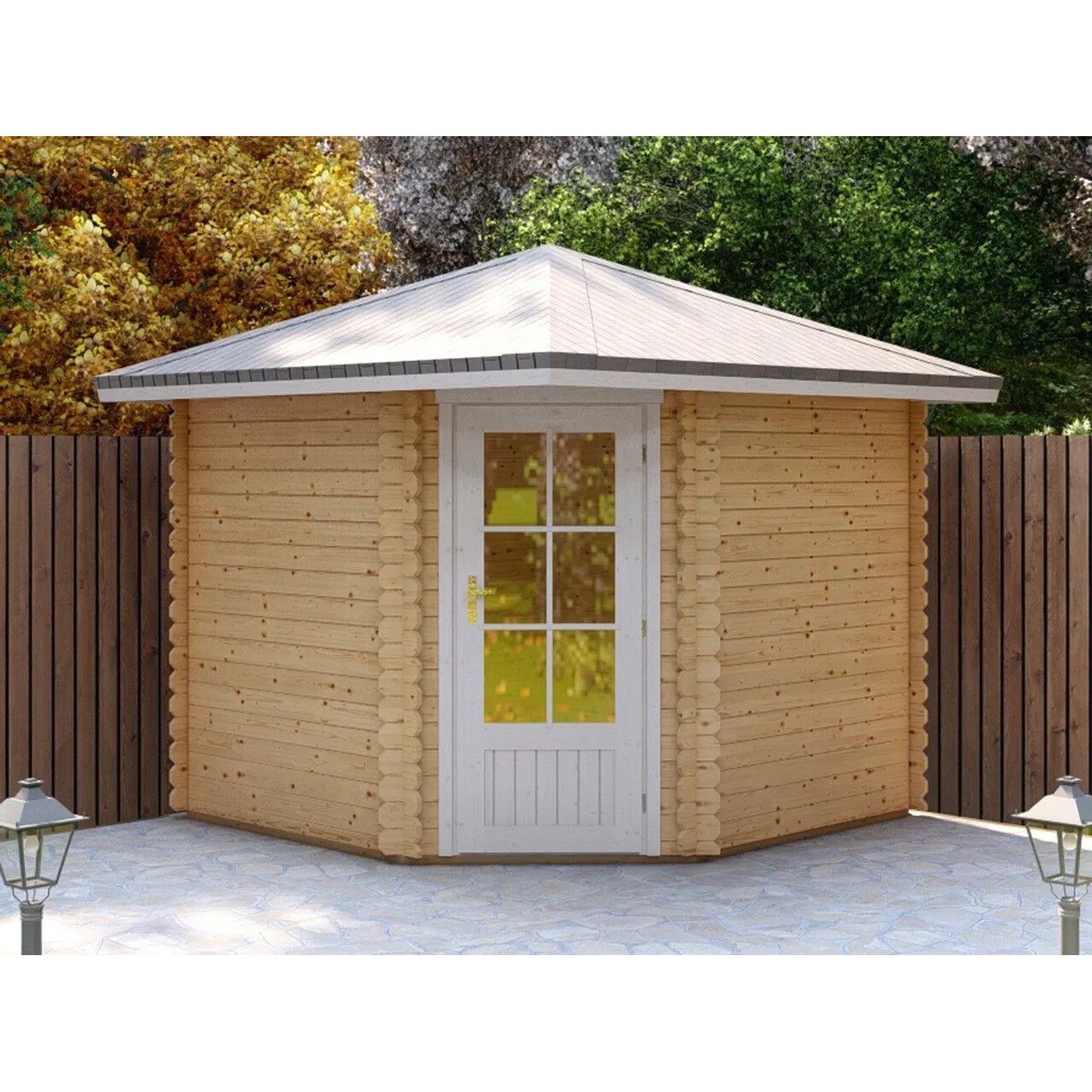 Finn Art Blockhaus 40mm Holz-Gartenhaus 260x260 cm Norwegen 26 ohne Fußboden