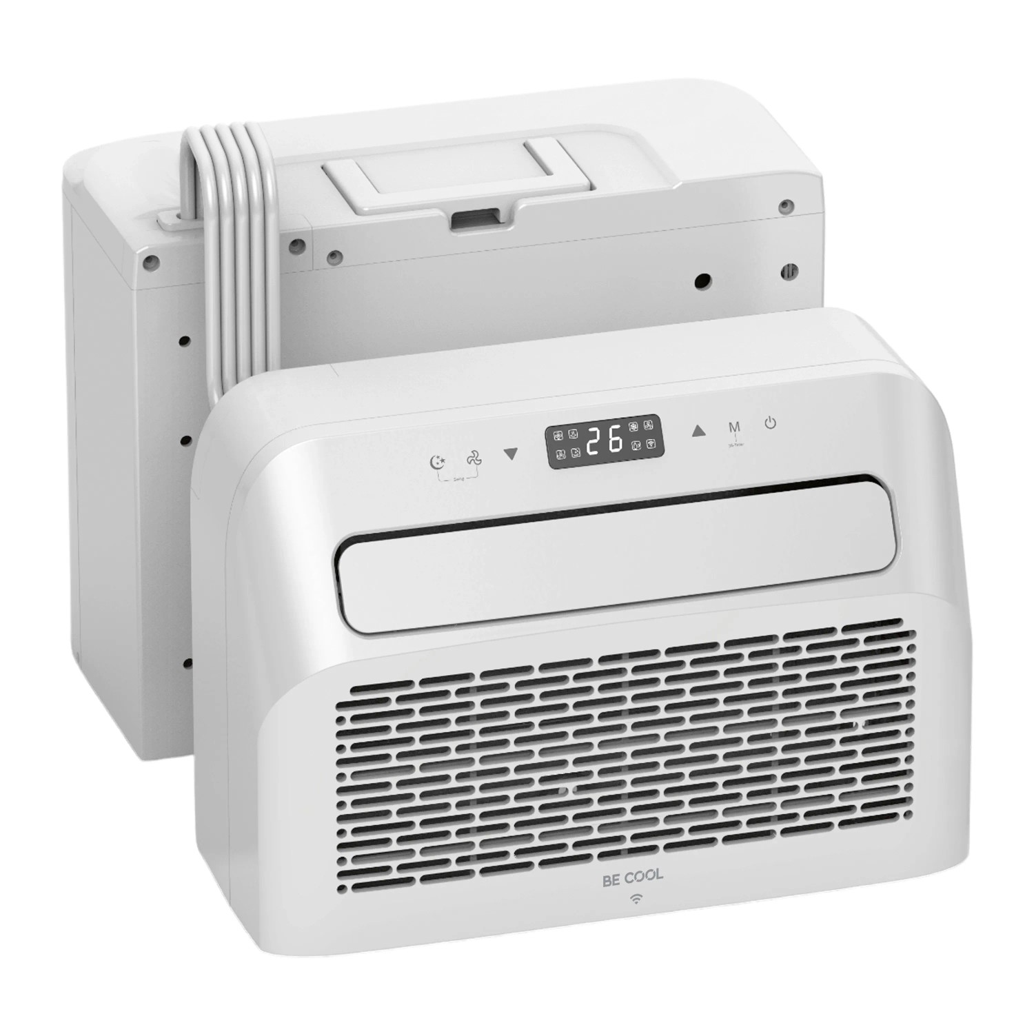 BE COOL 3in1 Caravan Split-Klimagerät BC5CSKL, 5.000 BTU/h, WiFi, weiße Innen- und Außeneinheit.