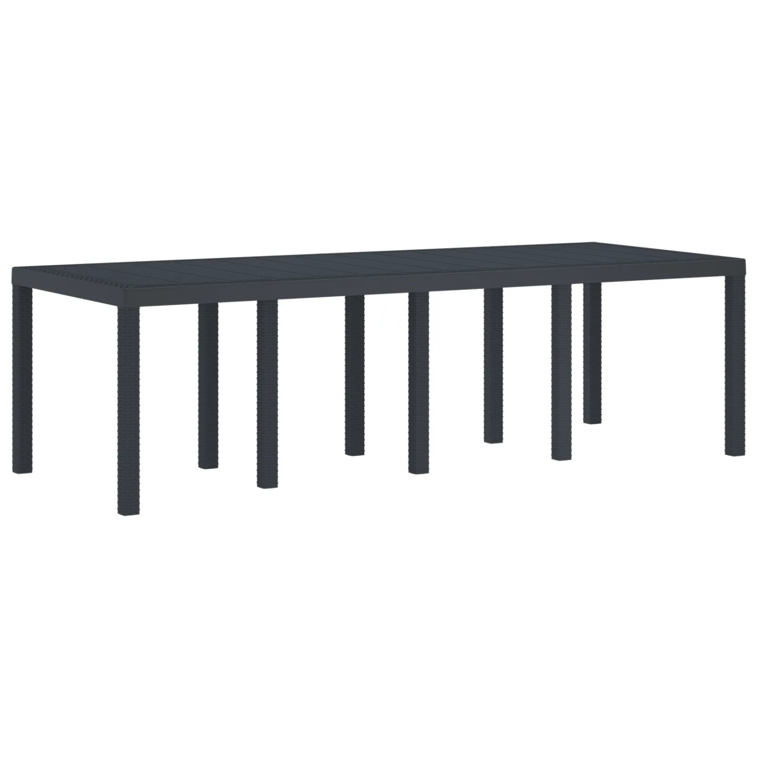 vidaXL Garten-Esstisch aus Poly Rattan, anthrazit, rechteckig, für 10 Personen.