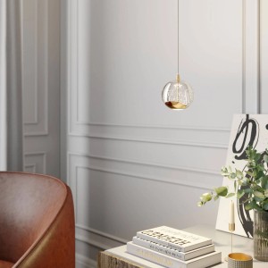 Moderne Lucande LED Pendelleuchte Hayley, transparentes Glas, 1-flammig für Wohnzimmer