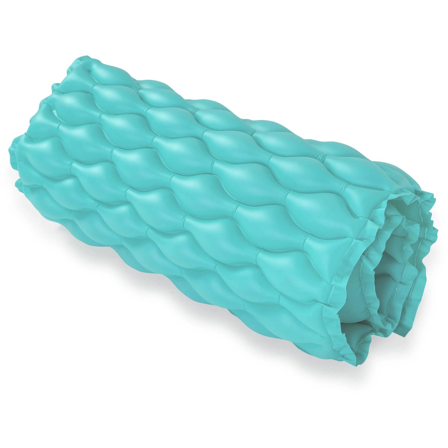 Gerollte, türkise Bestway Luftmatratze Float'n Roll (213x86 cm) im Detail.