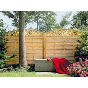 T&J Sichtschutzzaun Maxi-Bogen Ranki Grün, 180x180 cm, kesseldruckimprägniert, mit Rankgitter.