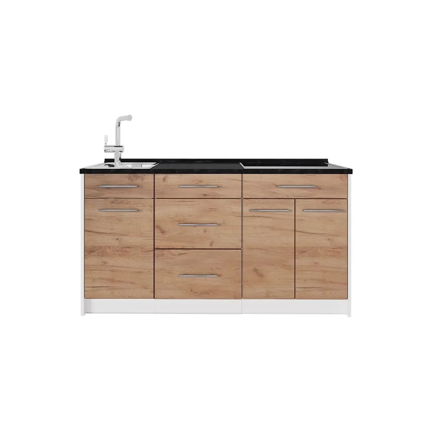 Vicco Küchenblock Fame-Line Goldkraft Eiche/Weiß 150 x 82 ohne Arbeitsplatte Art Nr 62789