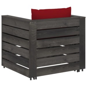 vidaXL 2-Tlg Garten-Lounge-Set mit Kissen Grau Imprägniertes Holz 3068153