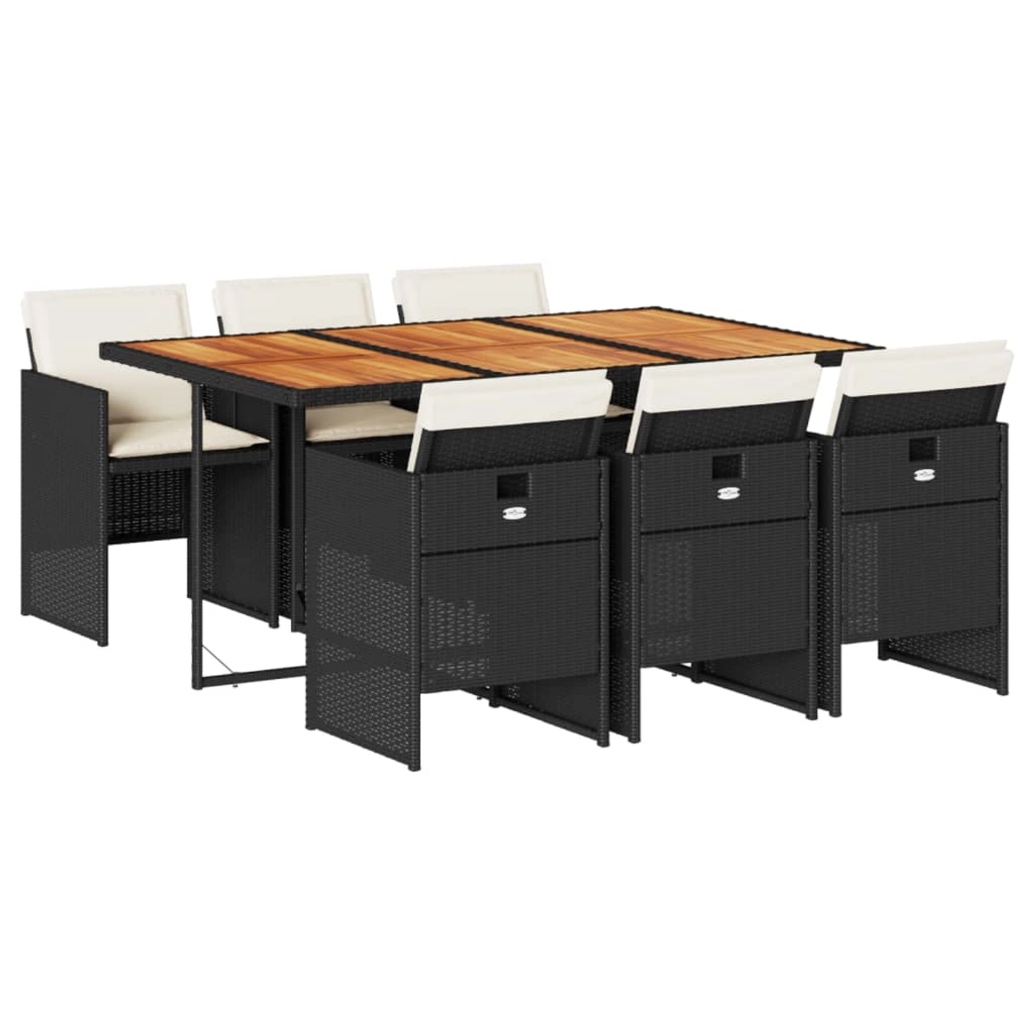 vidaXL 7-Tlg Garten-Essgruppe mit Kissen Schwarz Poly Rattan 3210555 günstig online kaufen
