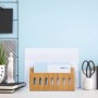 Relaxdays Briefständer aus Bambus mit 3 Fächern für Bürobedarf.