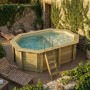 ALTANKA Holzpool Nemo 4,3x3 Höhe 1,31 m SANDFARBEN mit Liegefläche mit am Beton Verschraubten Stützen BAS7303OSPL3+PLA303_2