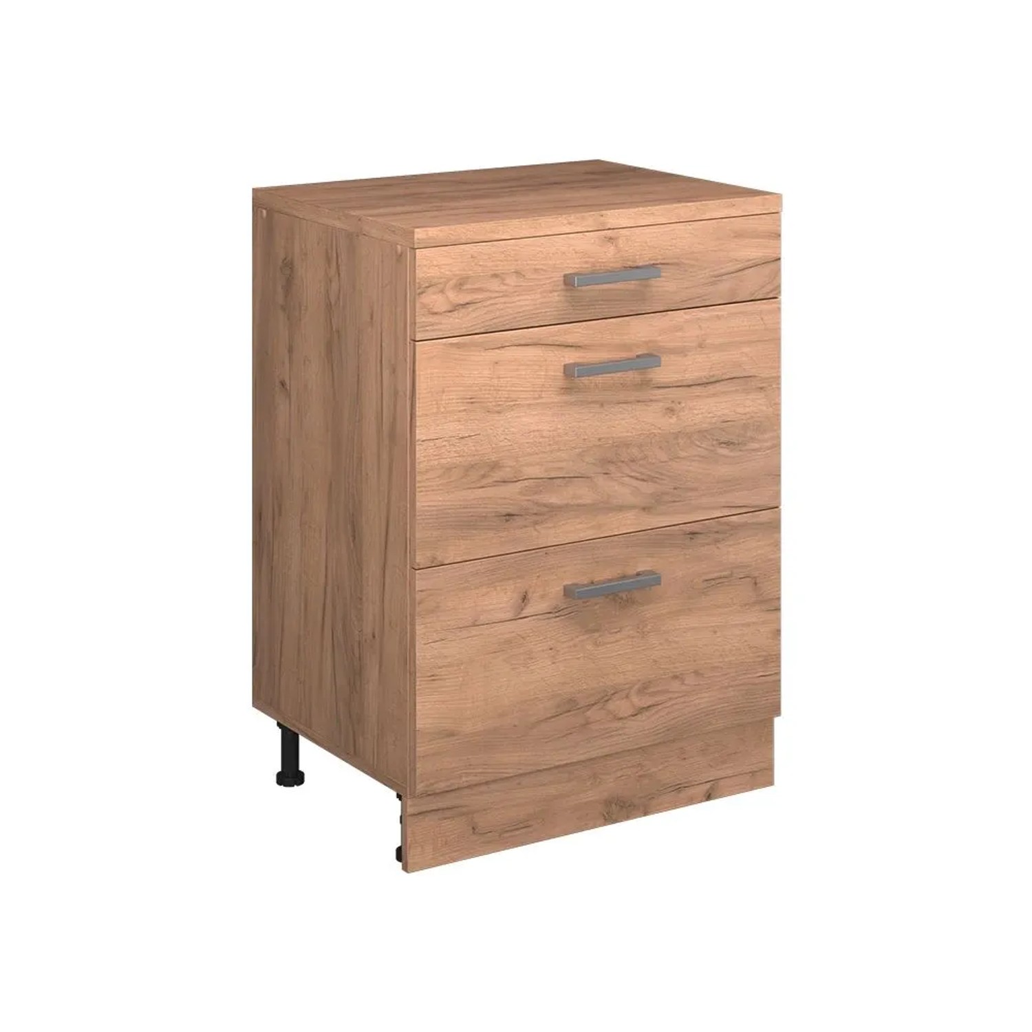 Vicco Küchenschrank für Dachschrägen R-Line Goldkraft Eiche 60 x 84 ohne Schräge mit 3 Schubladen Art Nr 61715