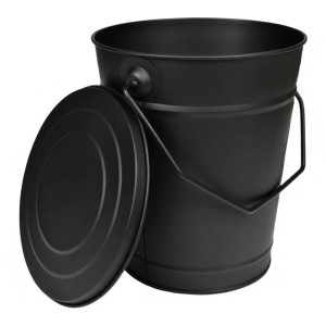 BLACK OAK Ascheeimer ETNA 14L mit Deckel, pulverbeschichtet, für Kamin & Grill.