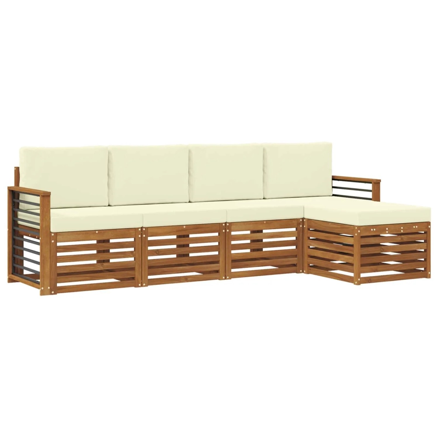 vidaXL Sofagarnituren 5 Tlg Natur und Creme Massivholz Akazie 3374660