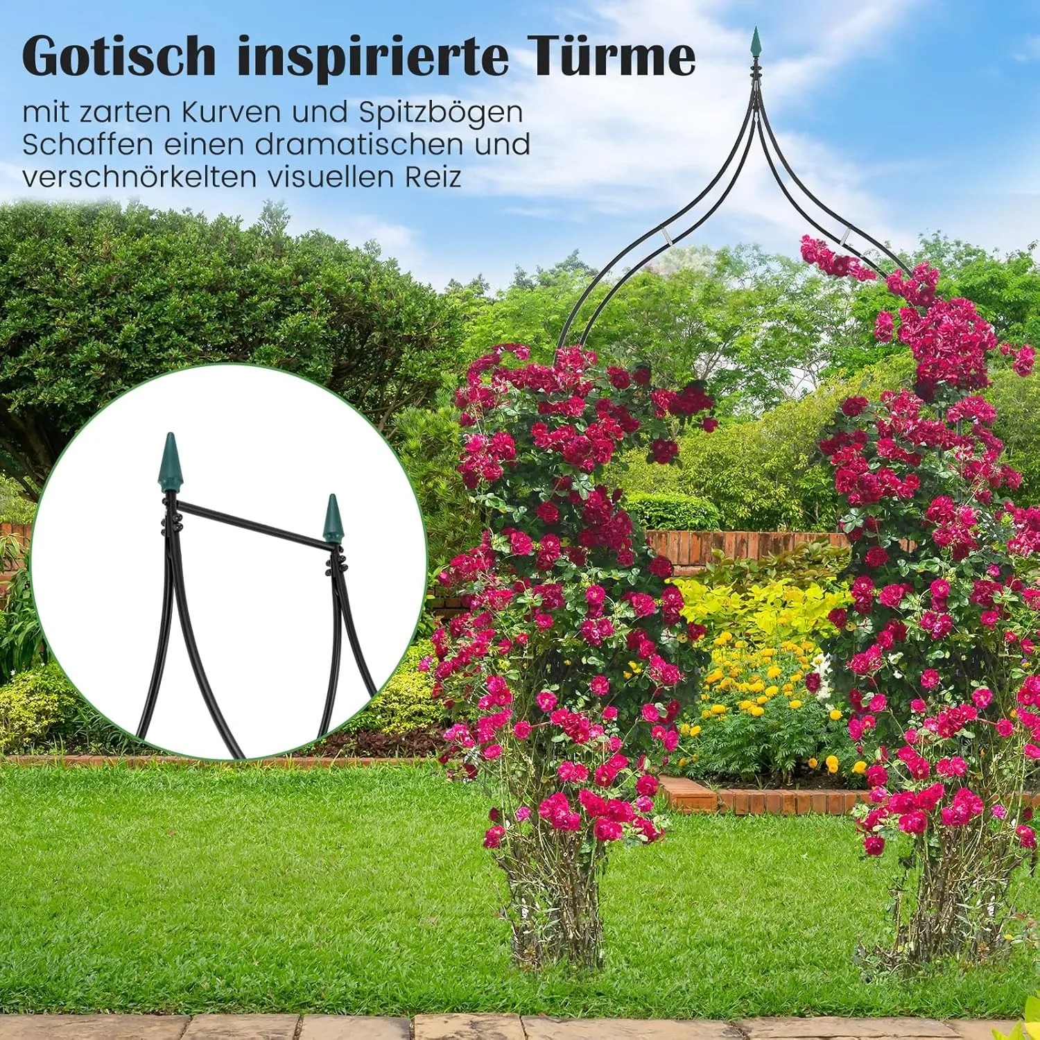 COSTWAY Metall Rosenbogen für Kletterpflanzen 125 x 39 x 287 cm kaufen bei OBI