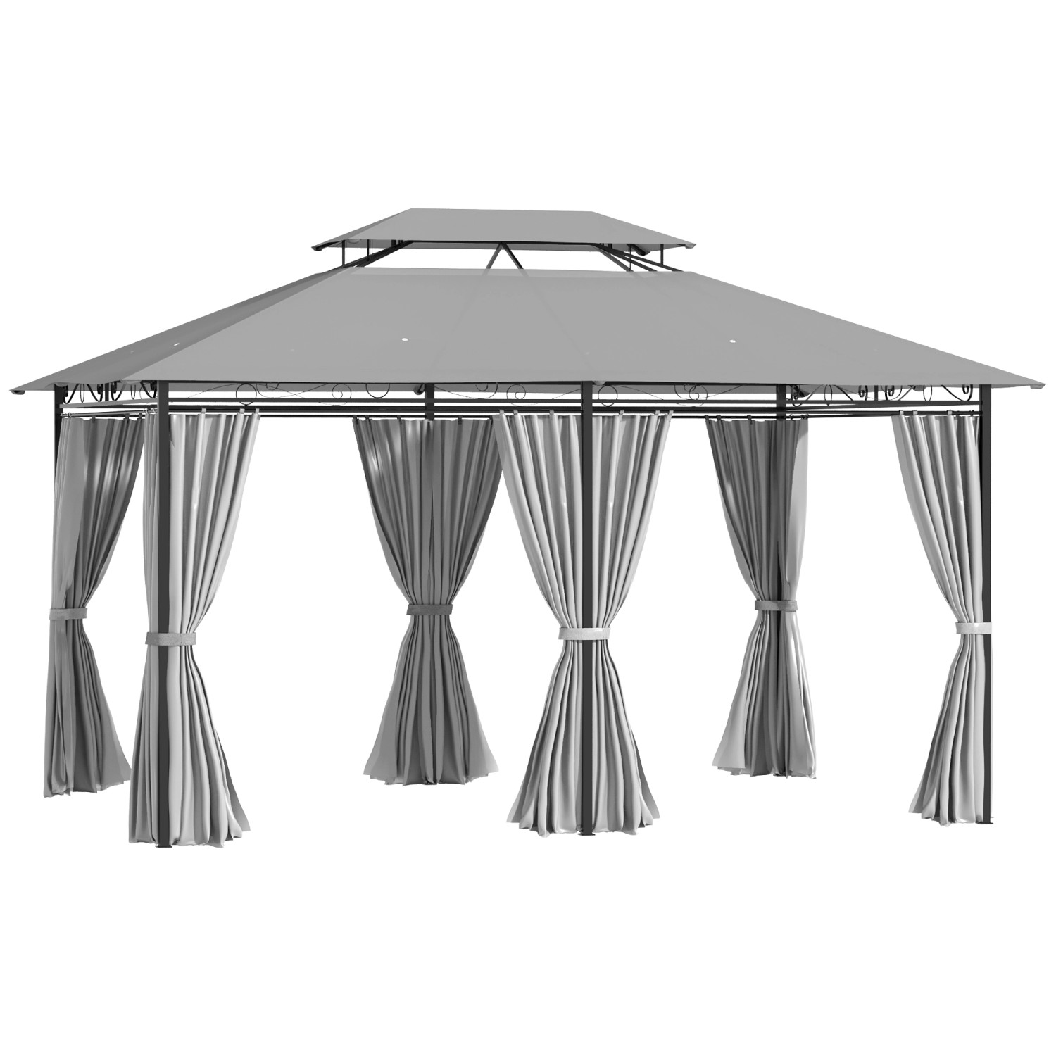 Outsunny Pavillon Stahl Polyester-Gewebe Dunkelgrau 300L x 400B x 265H cm günstig online kaufen