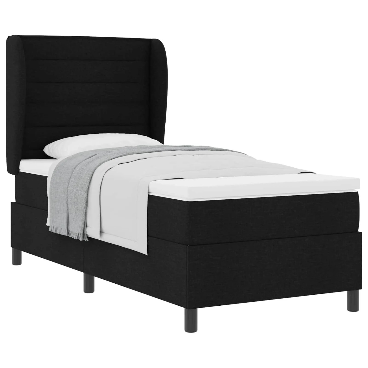 vidaXL Boxspringbett mit Matratze Schwarz 100 x 200 cm Stoff 3340489