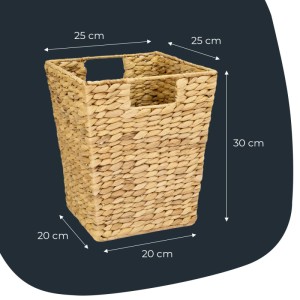 HMF 37251 Papierkorb Büro Aufbewahrungskorb Geflochten Wasserhyazinthe Eckig 25 x 25 x 30 cm