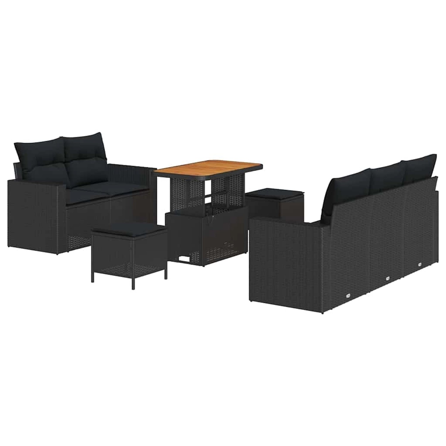 vidaXL Garten-Sofa-Set Höhenverstellbar 8-Tlg Schwarz Poly Rattan 3361559 günstig online kaufen