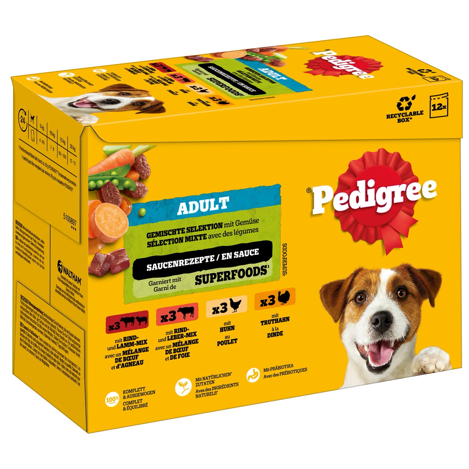 Pedigree Hunde-Nassfutter Multipack Gemischte Selektion in Sauce 12 x 100 g