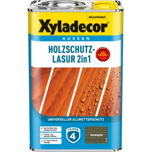 Dose Xyladecor Holzschutz-Lasur 2in1, Tannengrün, matt, 4 Liter. Holzlasur für Aussen.