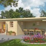 Lasita Gartenhaus Reno, 760x275 cm, unbehandelt. Holzhaus mit Anbau und Fenster.