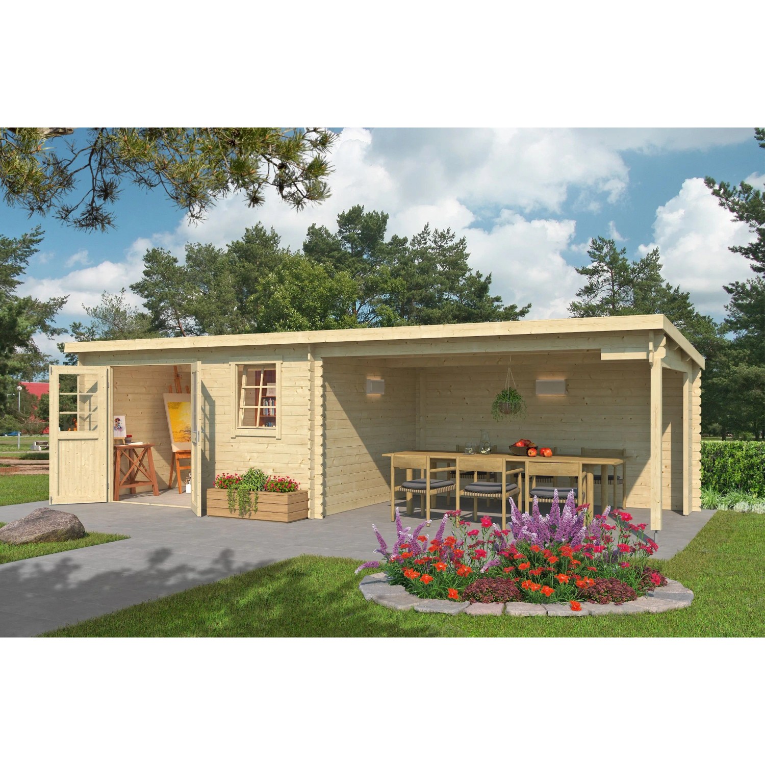 Lasita Gartenhaus Reno 760 cm x 275 cm Natur/Unbehandelt