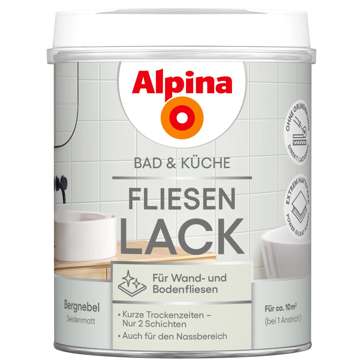 Alpina Fliesen-Lack Bad & Küche 2 Komponenten Bergnebel Seidenmatt 750 ml günstig online kaufen