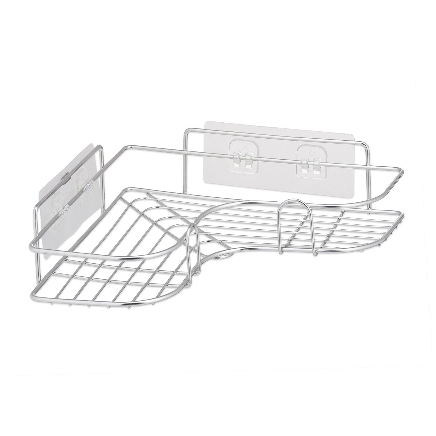 Relaxdays Eckduschablage Edelstahl Silber Selbstklebend 7 x 26,5 x 26,5 cm 0,3 kg