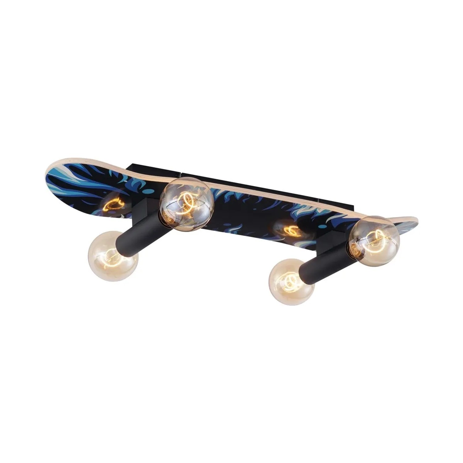 QAZQA Wandleuchte Schwarz mit Blau 80cm Skateboard
