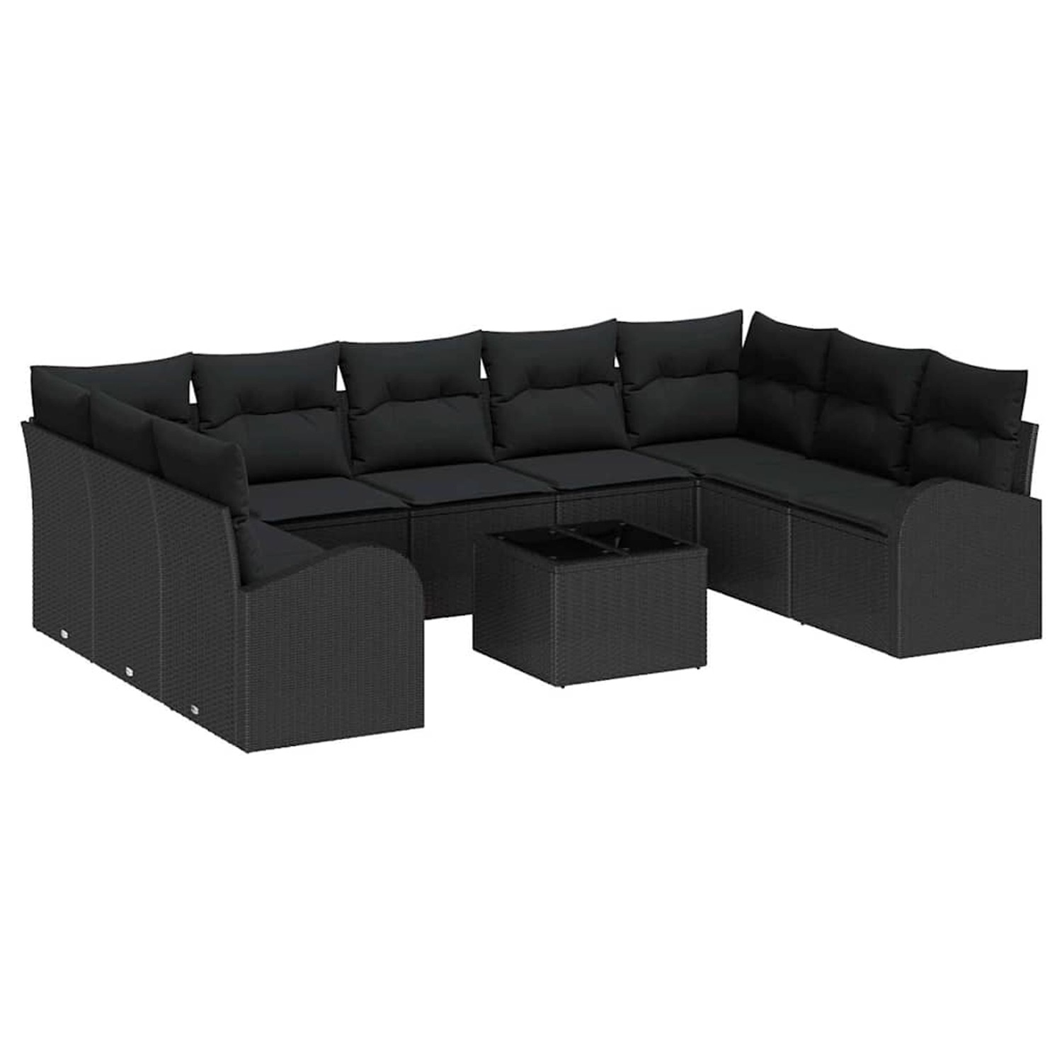 vidaXL Garten-Sofa-Set 10-Tlg Schwarz Poly Rattan 3346213 günstig online kaufen
