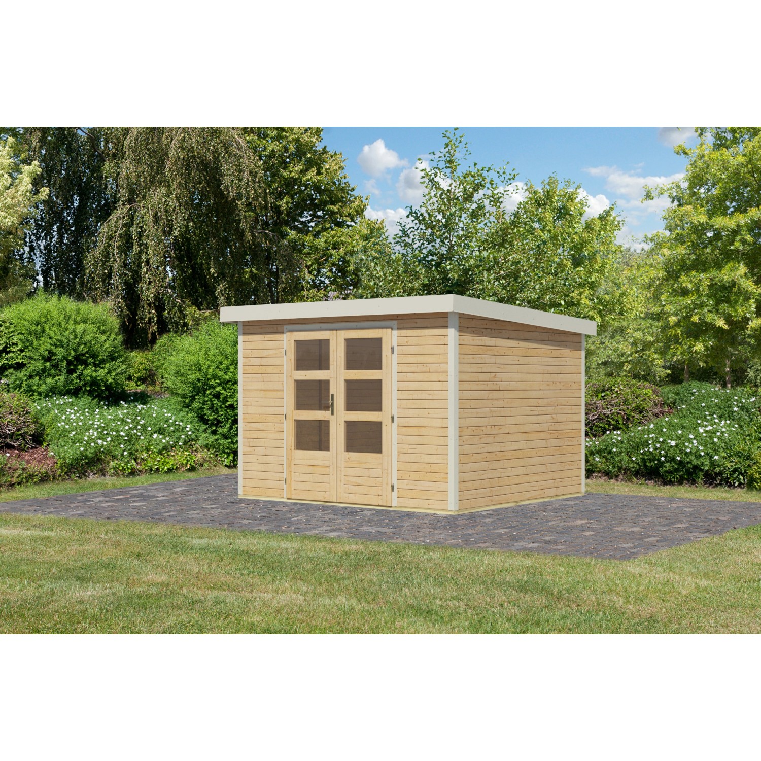 Karibu Gartenhaus Diego 5 A Naturbelassen/Weiß 209 x 298 x 242 cm günstig online kaufen