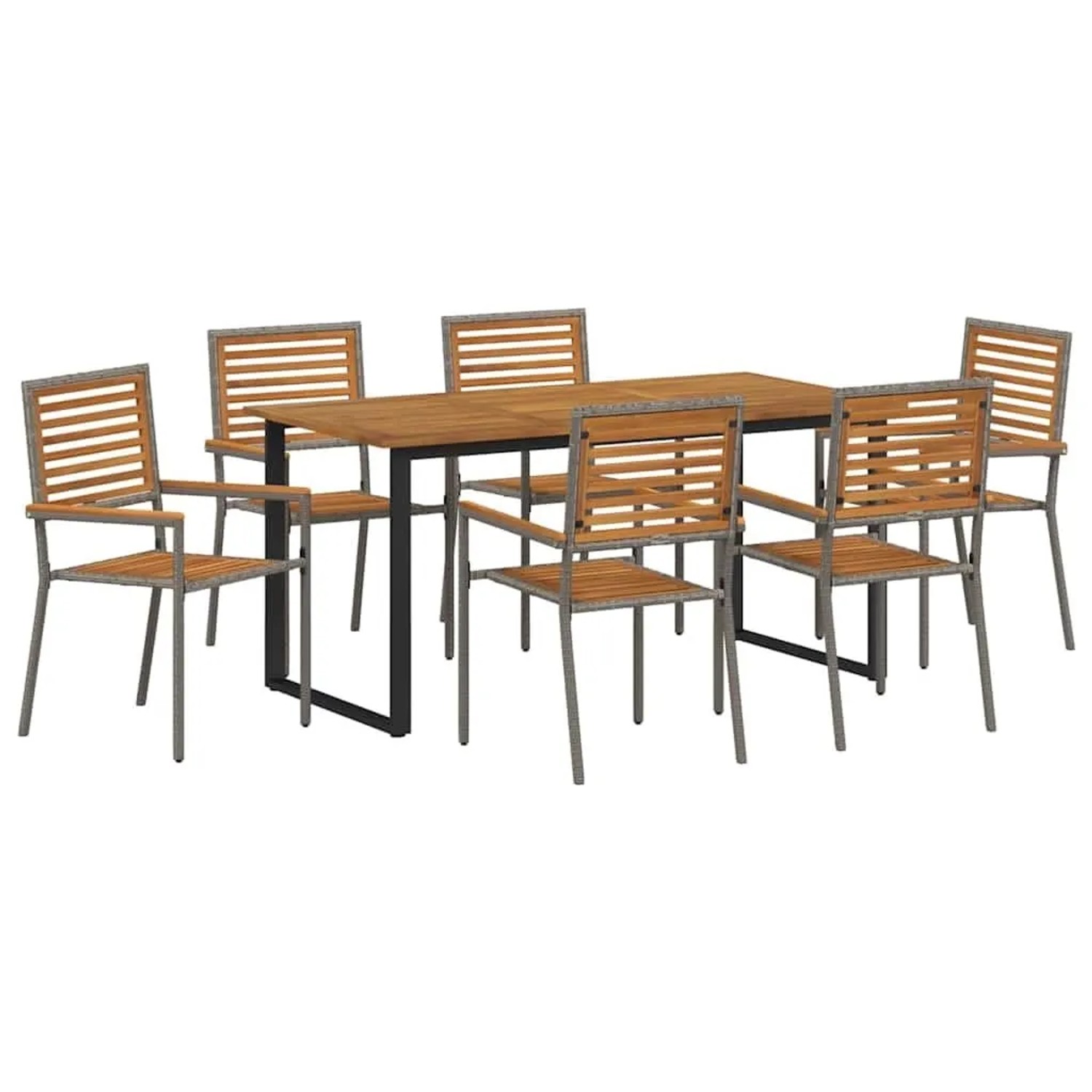 vidaXL Garten Essgruppe 7-Tlg Grau Massivholz Akazie 3365461