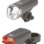 Prophete LED-Batterieleuchten-Set für Fahrräder, bestehend aus Vorder- und Rücklicht.