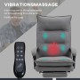 Grauer Vinsetto Massage-Bürostuhl mit Heizfunktion und Fernbedienung.