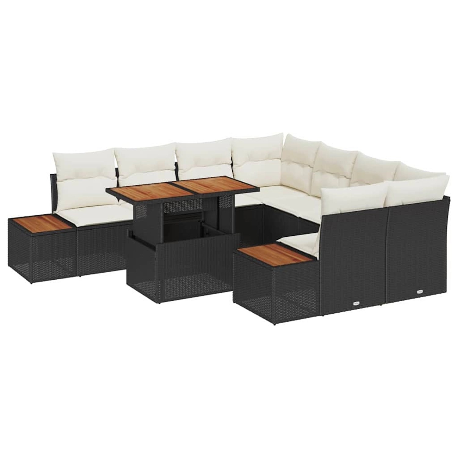 vidaXL 9-Teiliges Gartensofa-Set mit Kissen in Schwarz aus Poly Rattan 3358 günstig online kaufen