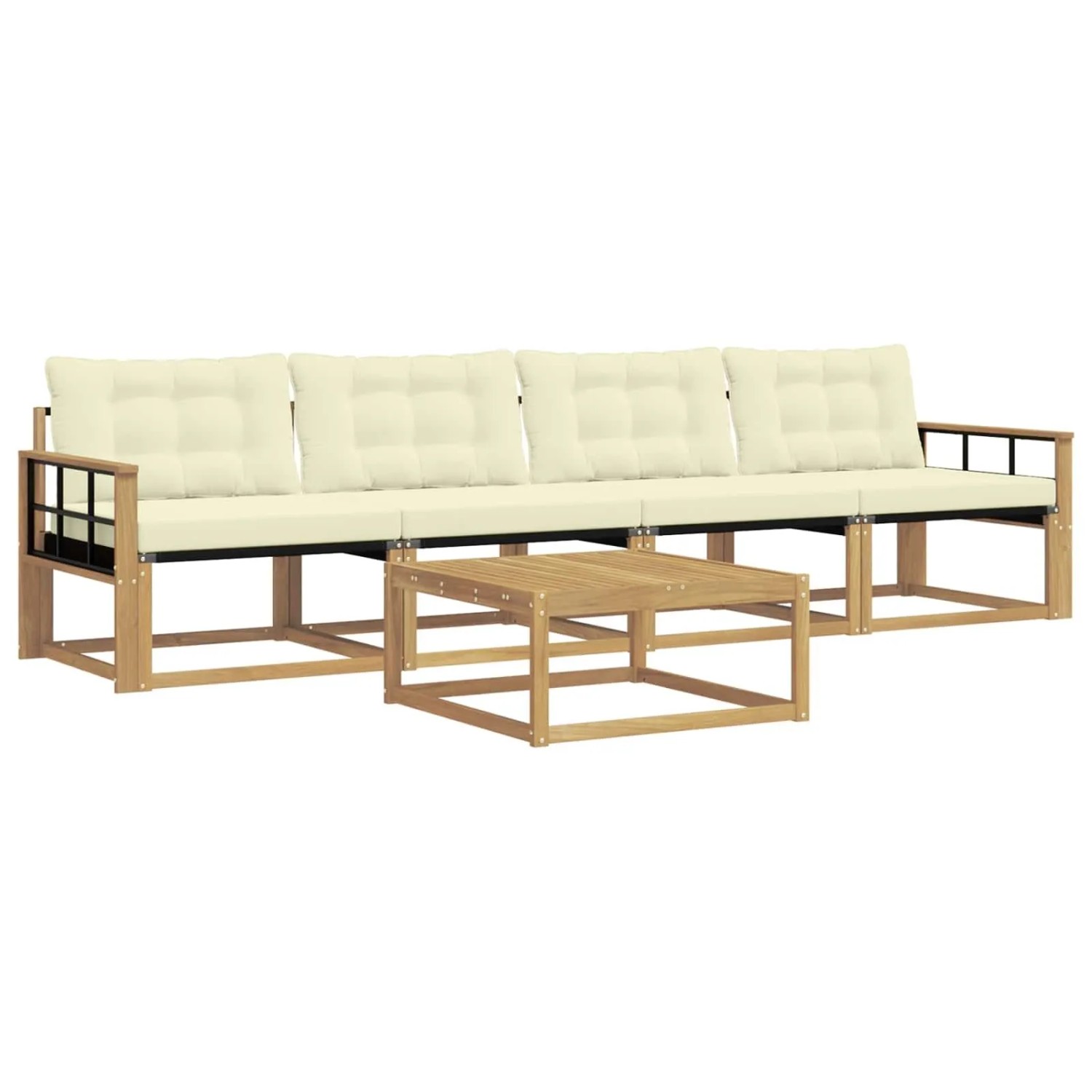 vidaXL Outdoor-Sofagarnitur 5 Stk Weiß und Creme 79 x 79 x 37 cm 3388400