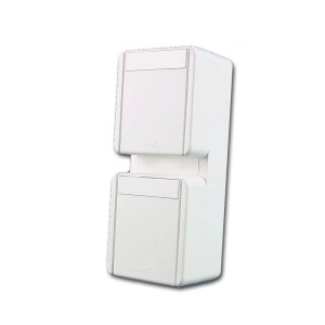 TEM Fontana Doppel Steckdose Vertikal Weiß 250V16A IP44