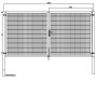 Draufsicht Gartentor Industrietor Doppelstabzaun anthrazit, 300x80 cm, mit Maßen.