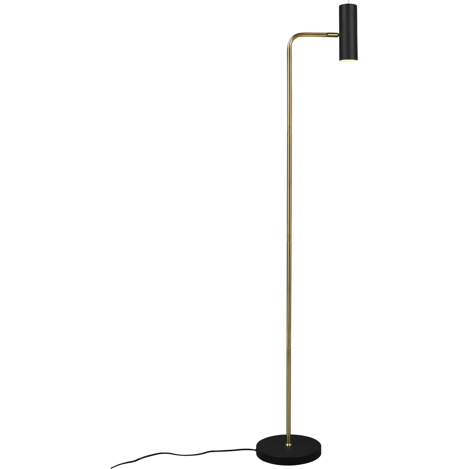 Moderne Trio Stehleuchte Marley in Messing matt und Schwarz. LED-Stehlampe für Wohnzimmer und Schlafzimmer.
